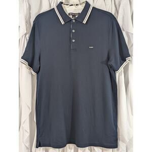 Michael Kors Size Small Navy Blue & White Tipped Cotton Polo Shirt